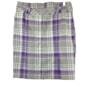 TRACY EVANS Limited Vintage Gray & Purple Plaid Schoolgirl Academia Skirt 5